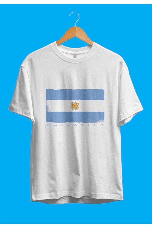 Oversize Argentina Flag Country Themed Design Printed Unisex T-Shirt