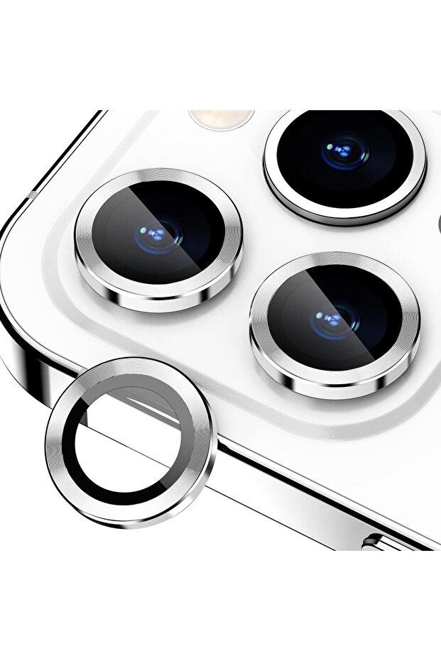 واقي كاميرا مقوى متوافق مع iPhone 14 Pro Max و14 Pro من سبائك الألومنيوم 9h باللون الفضي [مجموعة من 3]