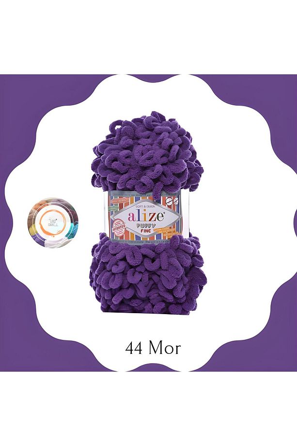Puffy Fine El Örgü Ipliği Küçük Ilmek (TEKLİ) - 100 Gr. 14,5mt. Parmak Ipi, Battaniye Ipi - 1