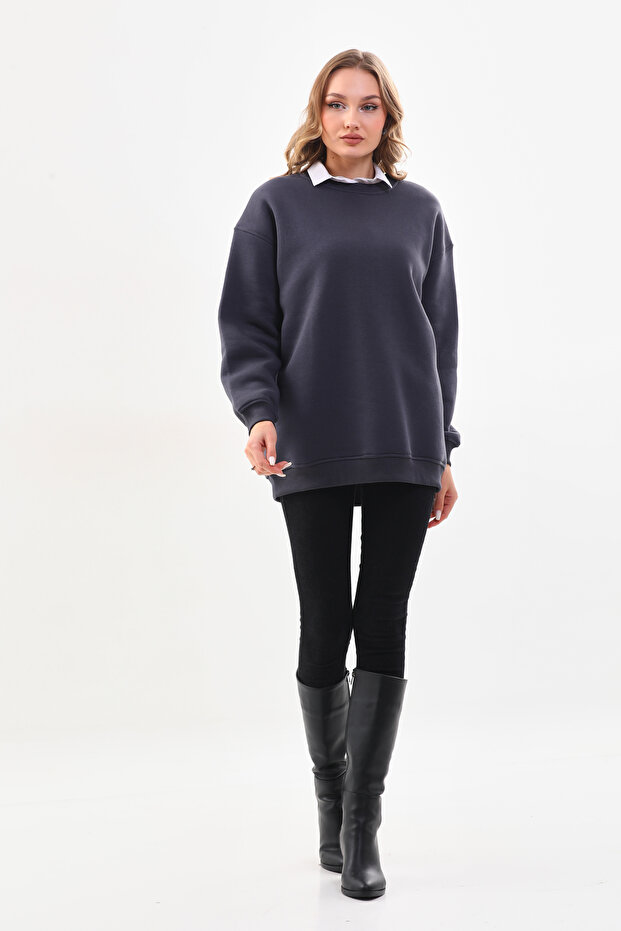 طاقم الرقبة سويت شيرت كبير الحجم - 5