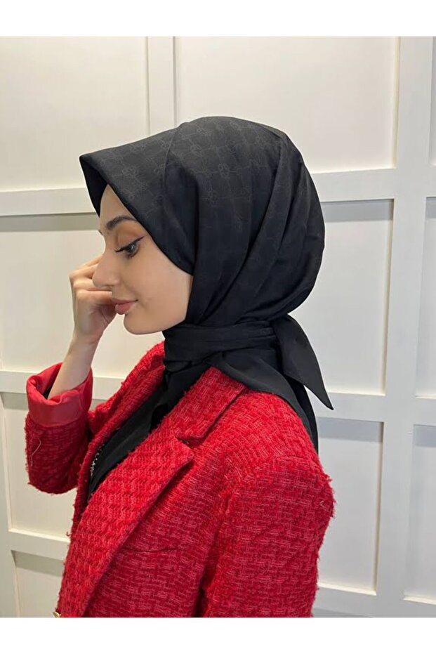 Elegance Monogram Eşarp 1090500 Siyah - 2