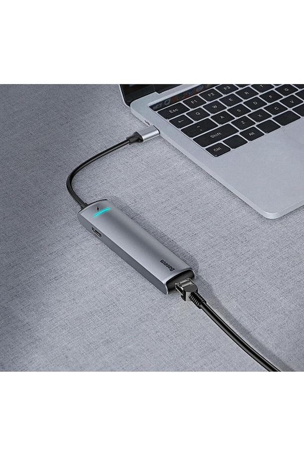6in1 Type C Hub Hdmı 3x Usb 3.0 Rj45 Type C Dönüştürücü Çoğaltıcı Hub - 6