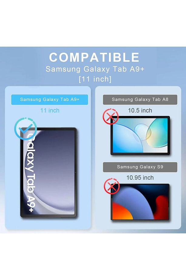 Samsung Galaxy Tab A9 + Plus (11 inç) 2023 PU Wake Fonksiyonu 360 Dönen Standı Tablet Kılıdı x210 - 3