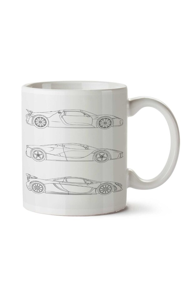 Car Drawing Two Side Printed Mug Cup