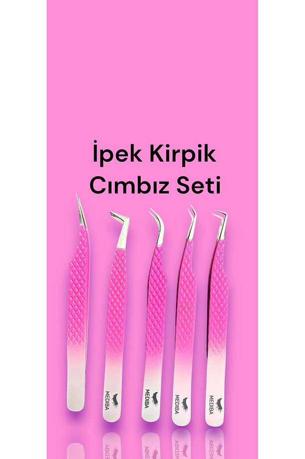 Ipek Kirpik Cımbız Seti 5li Fiber Uç Mükemmel Tutuş Tüm Kirpik Işlemleri Için Ipek Kirpik Cımbız - 1