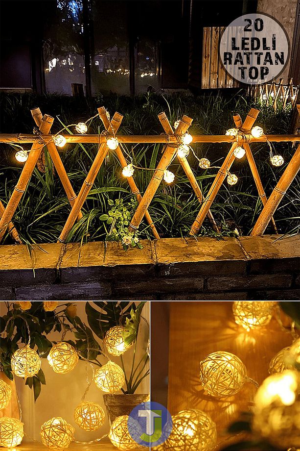 Dekoratif Rattan Model Fişli Şerit Top Led Yılbaşı Parti Doğum Günü Süsleme (20'li) - 3