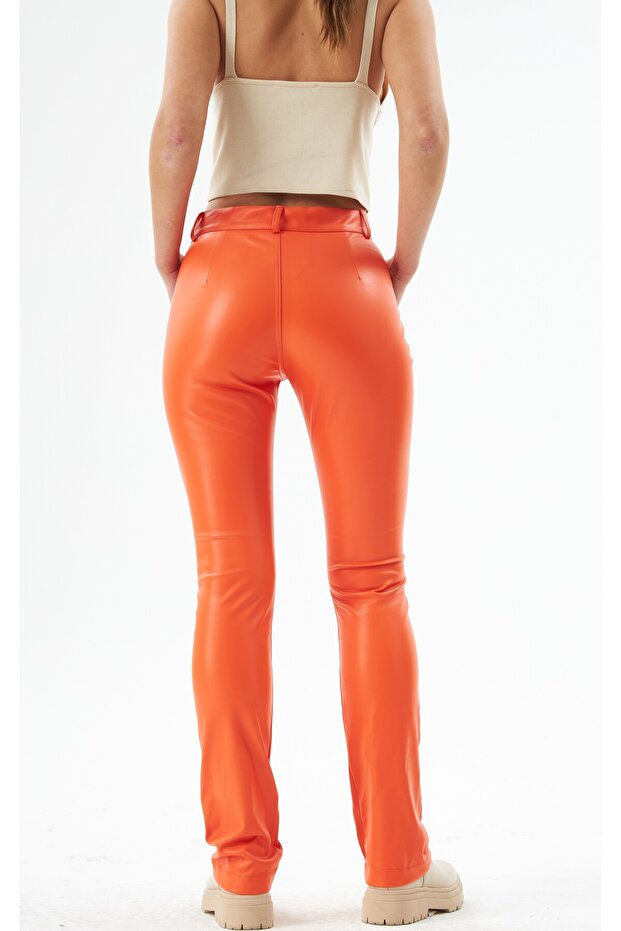 Orange Leather Pants - 2