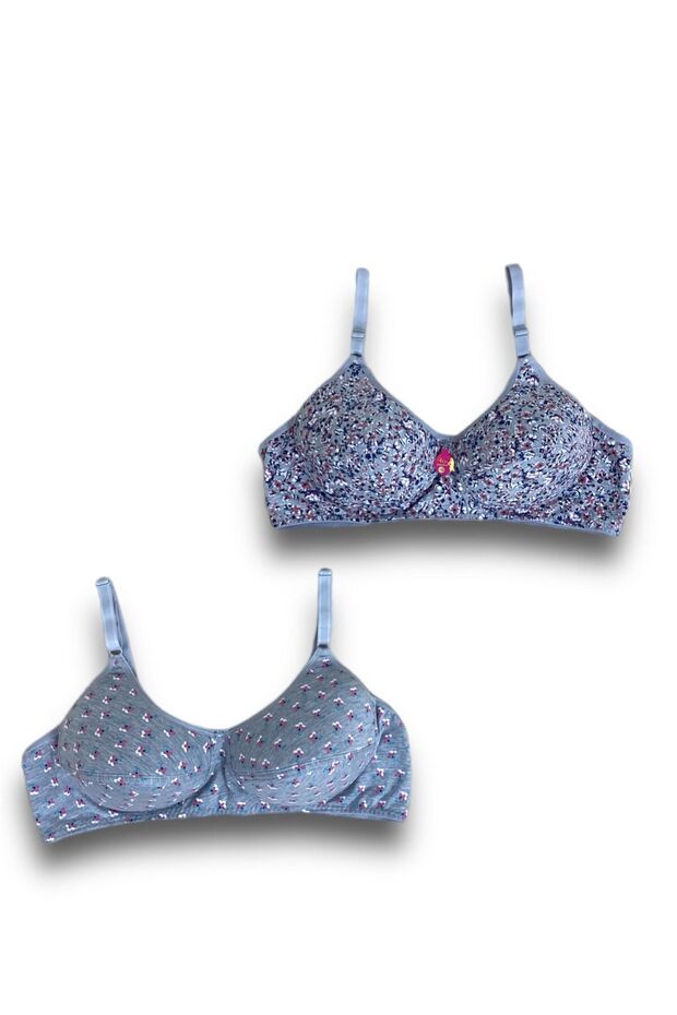 حمالة صدر إسفنجية منقوشة غير مدعومة متعددة الألوان مكونة من قطعتين - 4