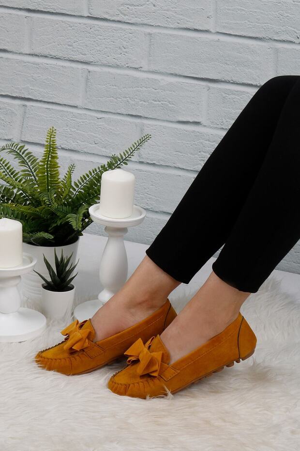 Balerini de damă din catifea șofran - 3