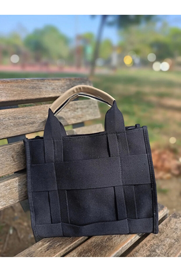 WOMEN'S LINEN MIXED ARM AND SHOULDER BAG WITH EXTRA STRAP
