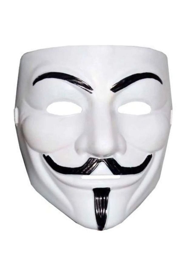 V For Vendetta Maskesi Beyaz Renk Yerli Üretim Yılbaşı Halloween Anonymous Cadılar Bayramı Maskesi - 3