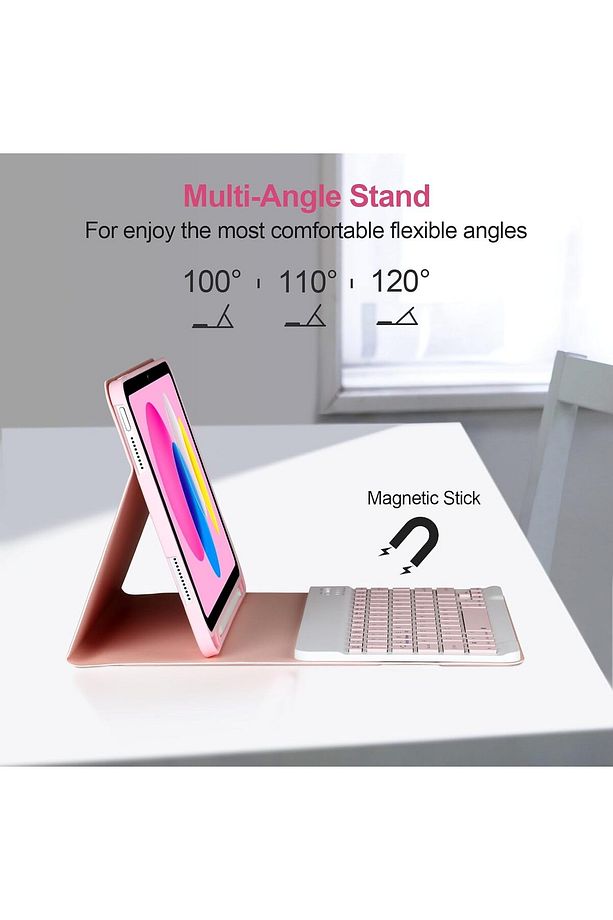 İpad 11.nesil A16 2025/10.nesil 10.9 Uyumlu Tablet Klavyeli Kılıf Kablosuz Bluetooth Kalem Bölmeli - 3