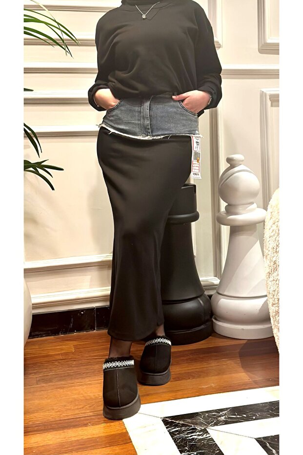 DENİM DETAYLI ETEK - 3