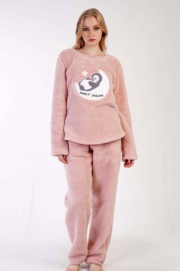 Women's Long Sleeve Welsoft Pink Pajamas Set 3C0T6N0O46