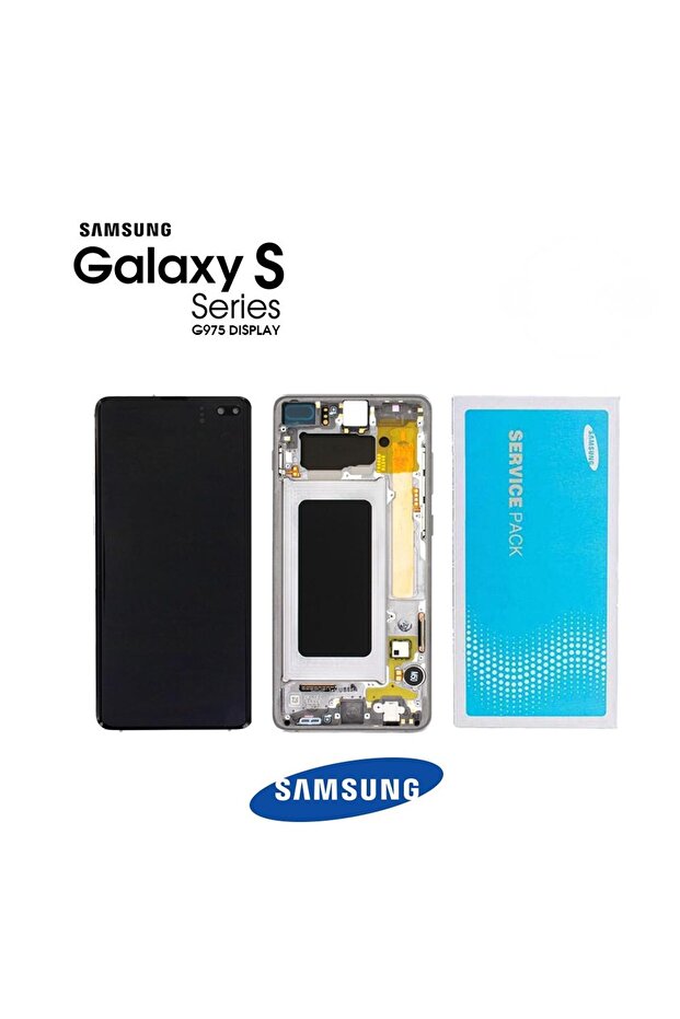 Galaxy S10 Plus G975 Compatible LCD Display Touch Ceramic White Service Gh82-18849j - 1