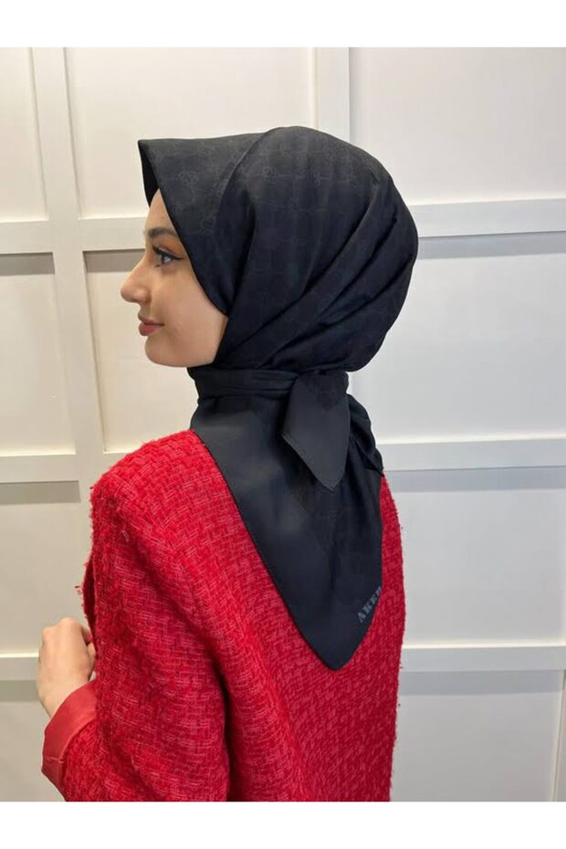 Elegance Monogram Eşarp 1090500 Siyah - 3