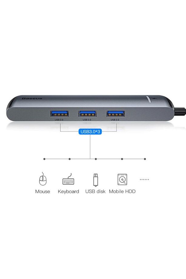 6in1 Type C Hub Hdmı 3x Usb 3.0 Rj45 Type C Dönüştürücü Çoğaltıcı Hub - 4