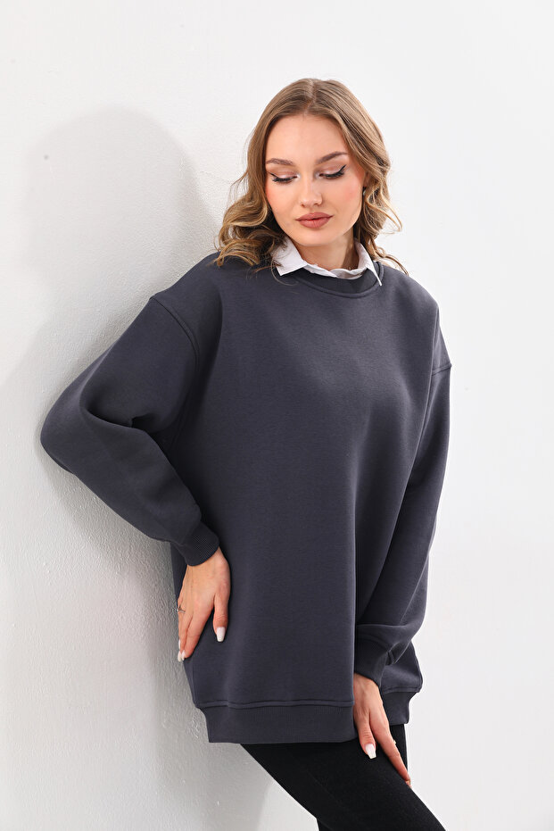 طاقم الرقبة سويت شيرت كبير الحجم - 2