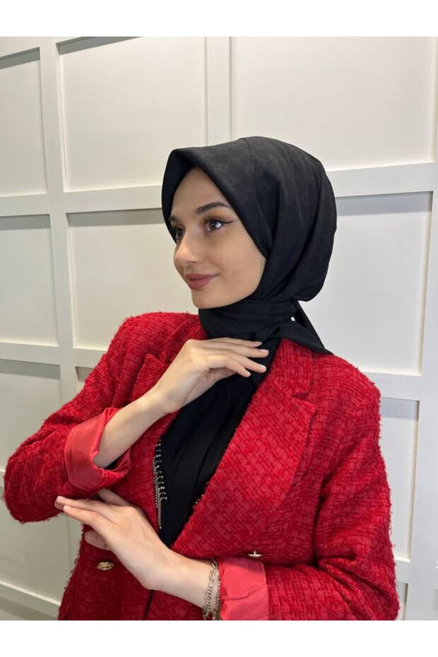 Elegance Monogram Eşarp 1090500 Siyah - 1