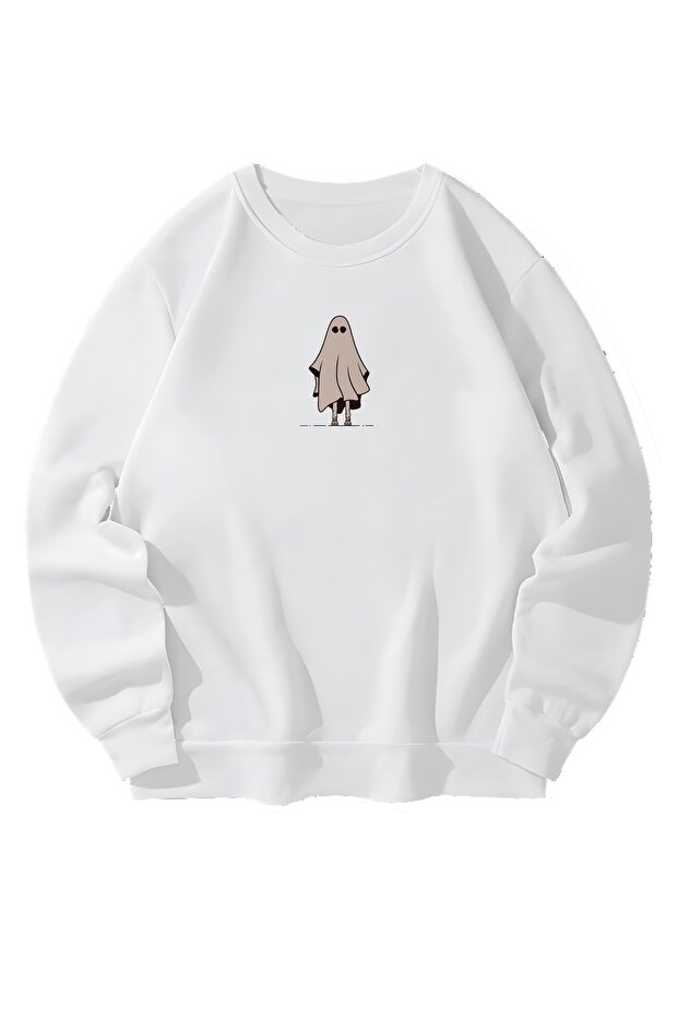 Ghost Design Unisex White Sweatshirt