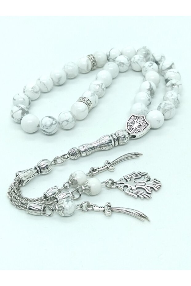 Havlit Natural Stone Rosary with Seljuk Eagle and Zulfiqar Figure