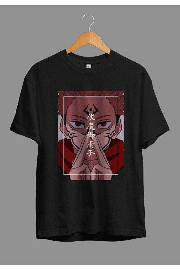 Oversize Jujutsu Kaisen Sukuna Anime Character Printed Design T-Shirt