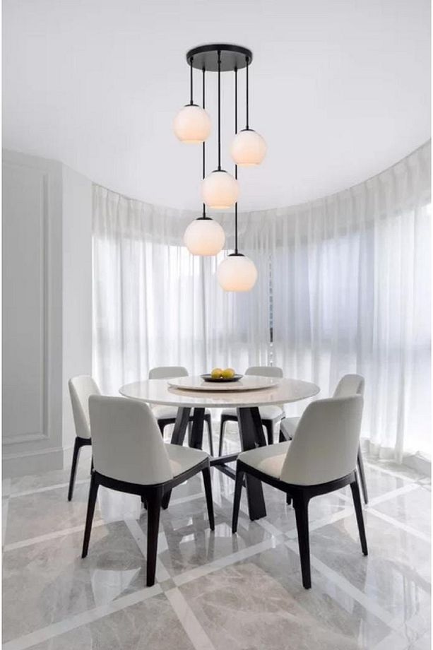 MYLİGHTS MODERN SARKIT AVİZE BEŞLİ AVİZE SARKIT SPOR AVİZE opal camlı salon avize - 1