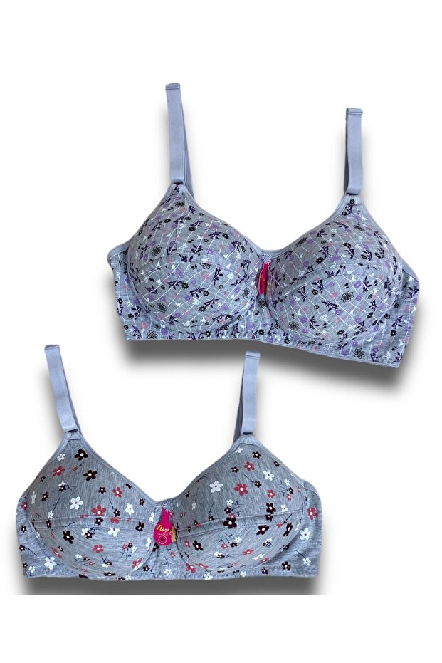 حمالة صدر إسفنجية منقوشة غير مدعومة متعددة الألوان مكونة من قطعتين - 5