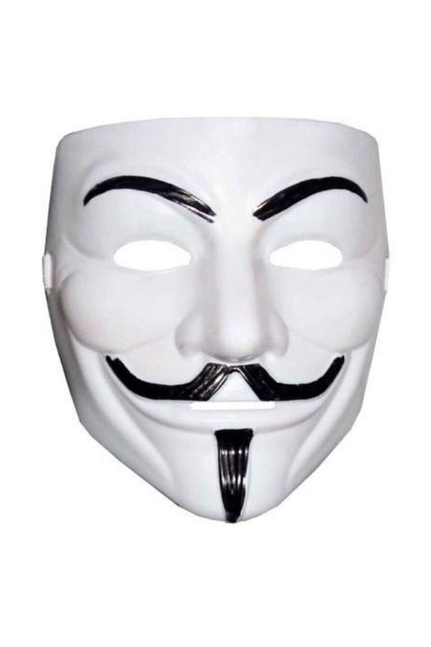 V For Vendetta Maskesi Beyaz Renk Yılbaşı Halloween Anonymous Cadılar Bayramı Maskesi 2 Adet - 3