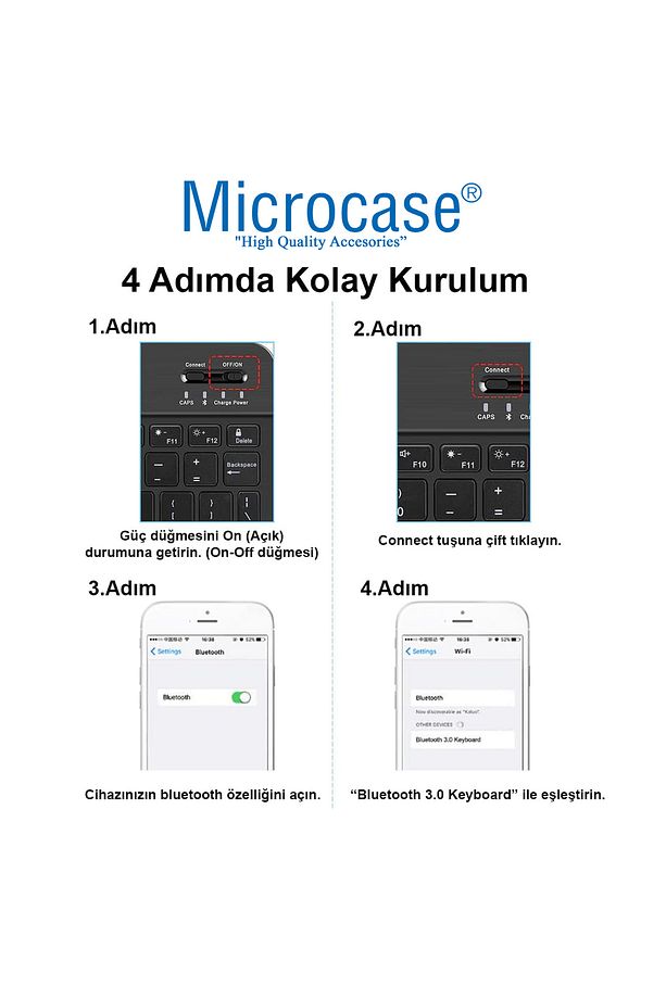 Tablet ve Telefonlar için Türkçe Q Bluetooth Klavye ve Mouse Set - AL3476 - 6