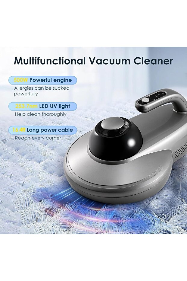 Ultrason ve UV ışığına sahip mite elektrikli süpürge, 500W 12kpa, akıllı LED ekranlı - 4