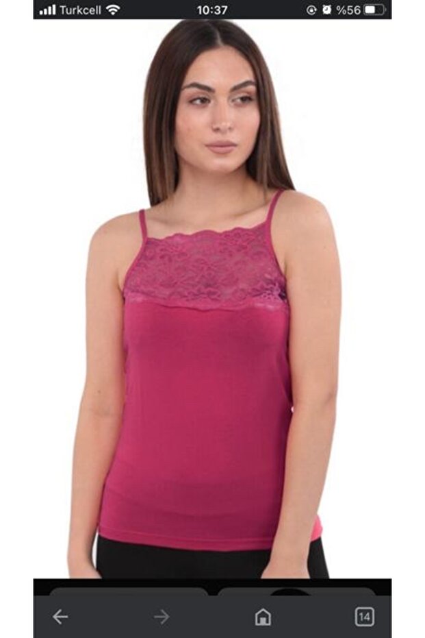 elastan geniş dantelli atlet tekli paket - 1