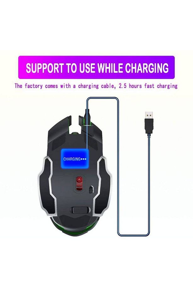 Çift Modlu Kablosuz Bluetooth Mouse Rgb Ledli Şarj Edilebilir Mouse - 5