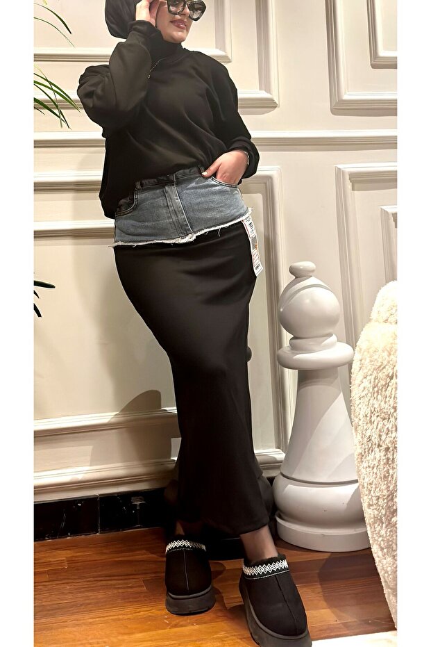 DENİM DETAYLI ETEK - 5