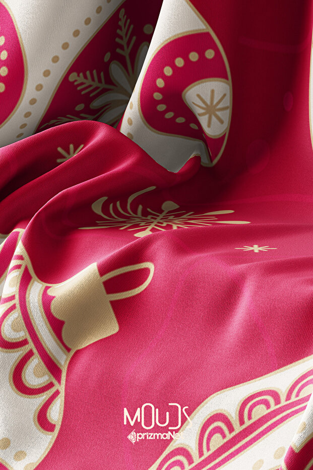 Yılbaşı Topları Desenli Yuvarlak Süet Dertsiz Masa Örtüsü - 4