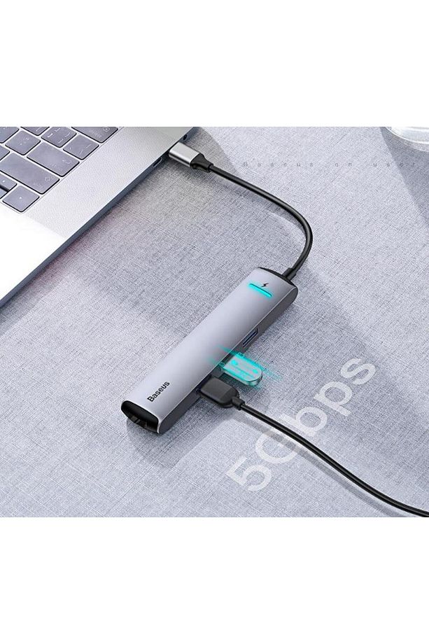 6in1 Type C Hub Hdmı 3x Usb 3.0 Rj45 Type C Dönüştürücü Çoğaltıcı Hub - 5