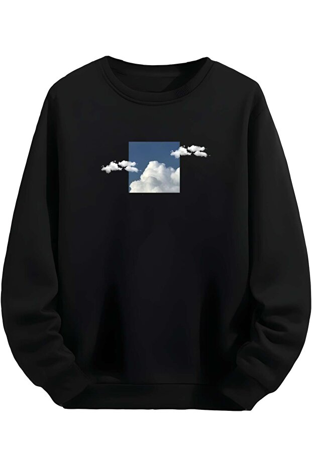 Cloud and Sky - Black Unisex Sweatshirt
