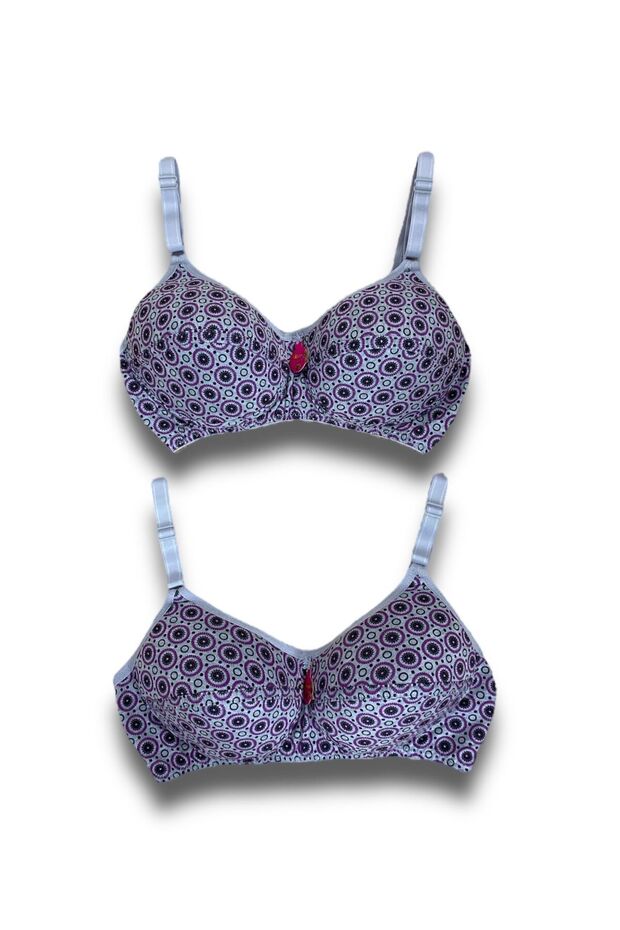 حمالة صدر إسفنجية منقوشة غير مدعومة متعددة الألوان مكونة من قطعتين - 3