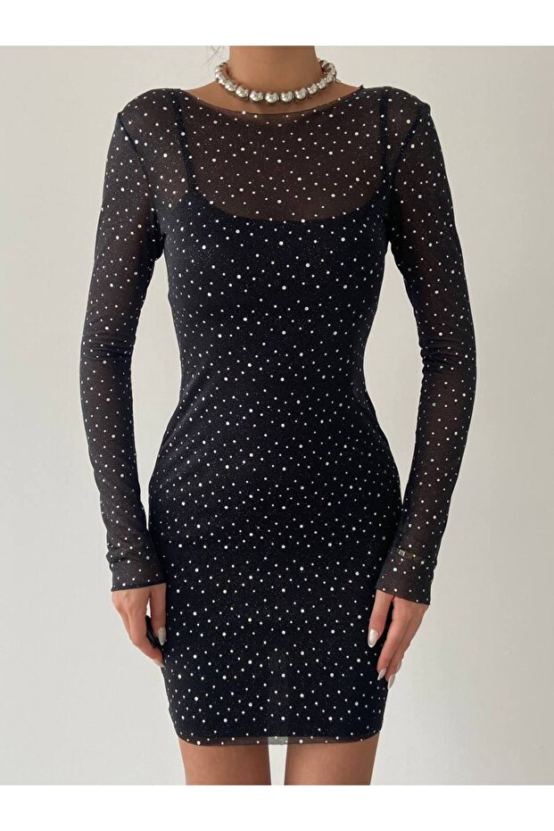 فستان قصير منقوش على شكل حوض السباحة - 6