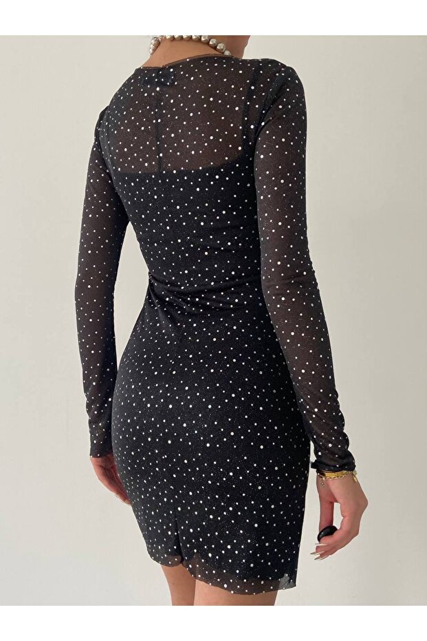 فستان قصير منقوش على شكل حوض السباحة - 2