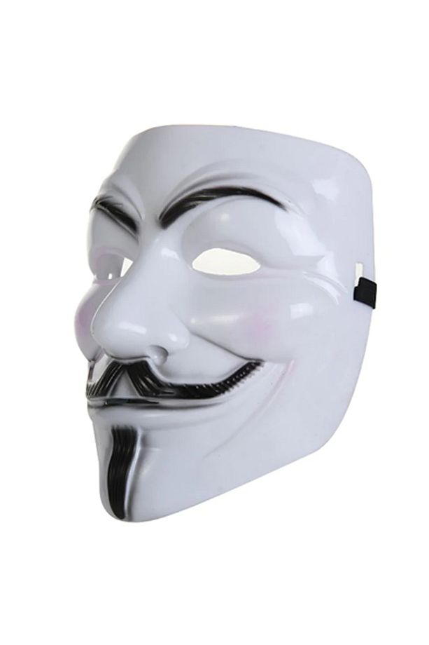 V For Vendetta Maskesi Beyaz Renk Yerli Üretim Yılbaşı Halloween Anonymous Cadılar Bayramı Maskesi - 1