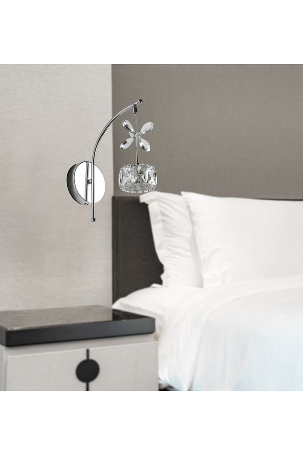 Taşlı LED Kristal Duvar Apliği Duvar Aplik Modern Oturma Odası Yatak Odası Aplik Günışığı - 4
