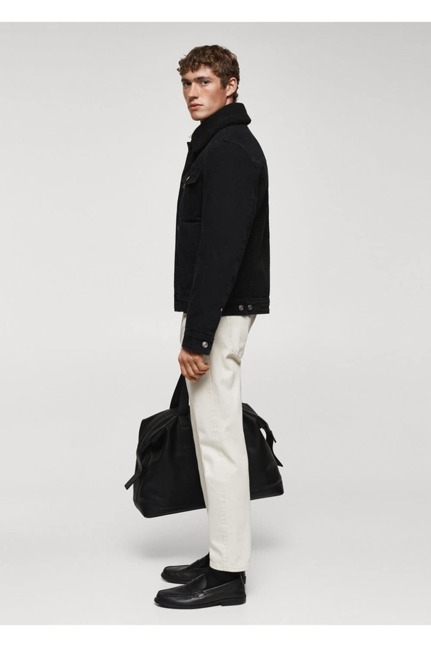 Kürklü denim ceket - 5