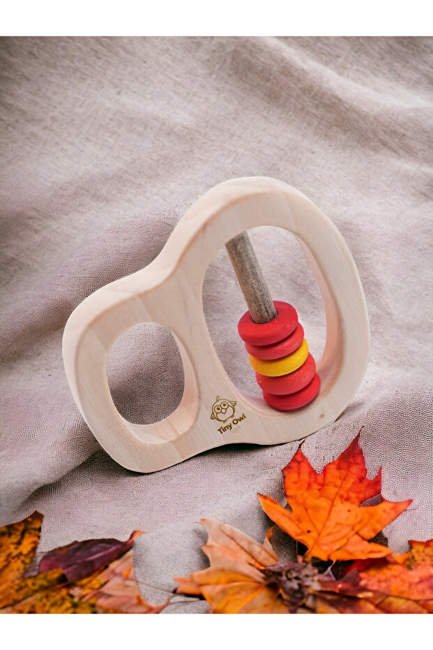 Natural Wooden Rattle Teether with Holder-TOT010 - 6