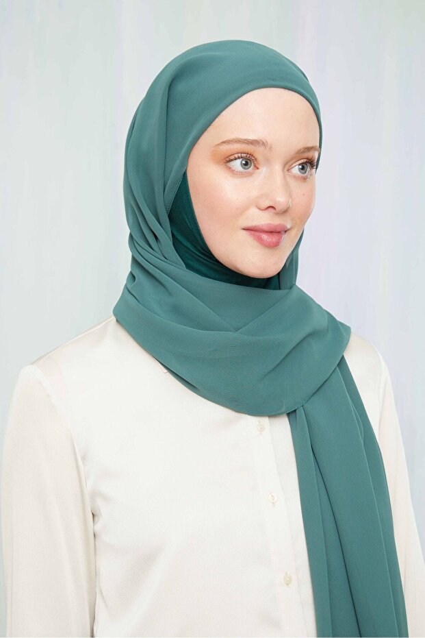 Women's Hijab Hijab Bonnet Chiffon Shawl Emerald Green