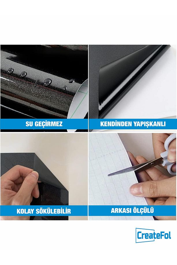 Parlak Siyah Yapışkanlı Folyo Mutfak Dolap Ve Mobilya Kaplama Folyosu - 2