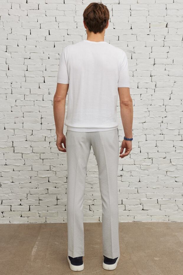 Męskie, dopasowane, kamienne spodnie z wąskimi kieszeniami i bocznymi kieszeniami, wzorzyste, elastyczne - 6