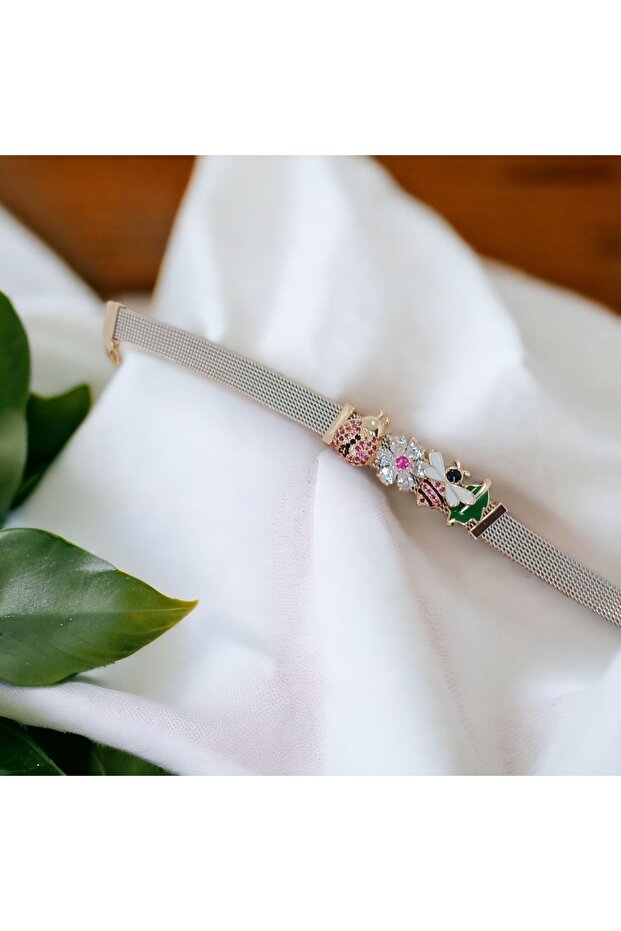 Çelik Charm Hasır Örme Bileklik - 1