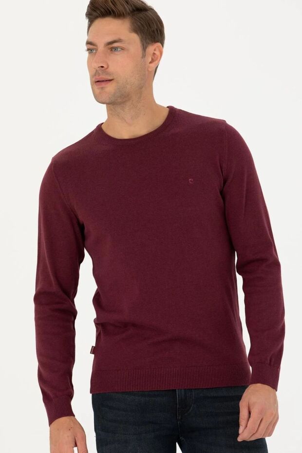 Bordo Slim Fit Basic Kazak EGEBUTİK - 3