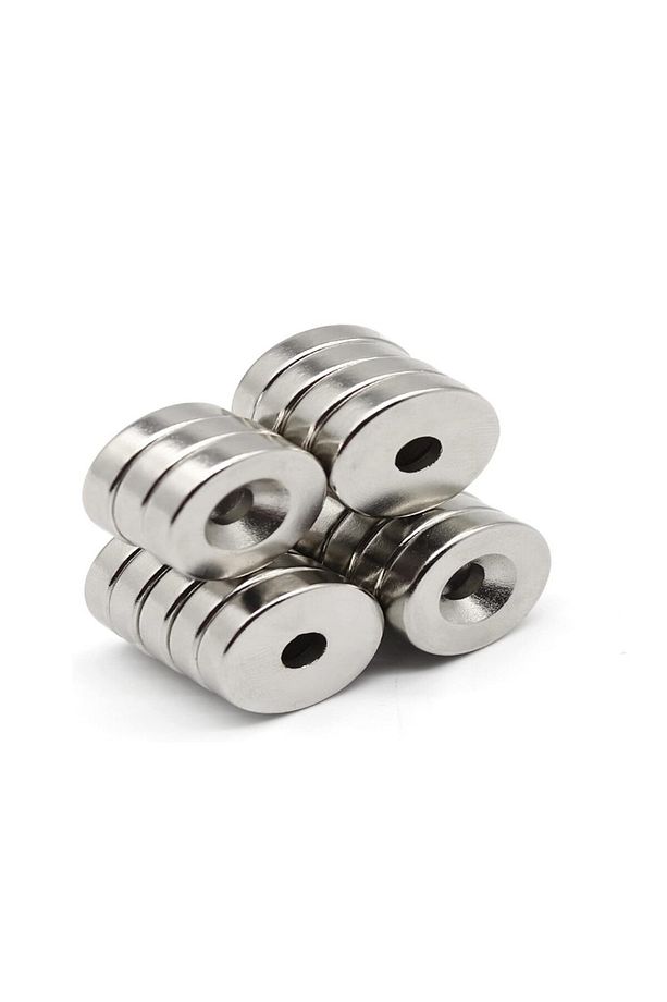 1 Adet Havşa Delikli, Neodyum Mıknatıs, 20mm X 5mm Delik Çapı : 10/5 mm Süper Güçlü Mıknatıs - 5